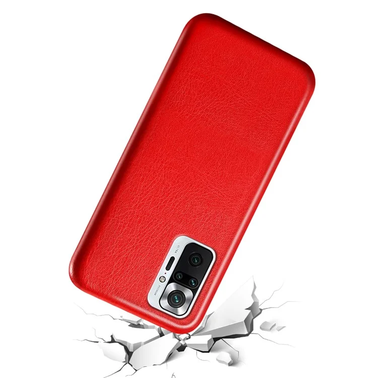 KSQ Crazy Horse Struktur-Handyhülle Anti-Kratzer Leder beschichtete PC-Schale für Xiaomi Redmi Note 10 Pro 4G (Indien) / Note 10 Pro 4G (Global) / Note 10 Pro Max - Rot