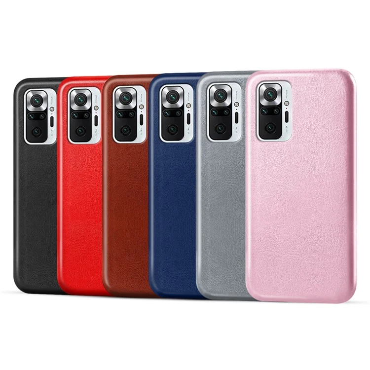 KSQ Crazy Horse Struktur-Handyhülle Anti-Kratzer Leder beschichtete PC-Schale für Xiaomi Redmi Note 10 Pro 4G (Indien) / Note 10 Pro 4G (Global) / Note 10 Pro Max - Rot