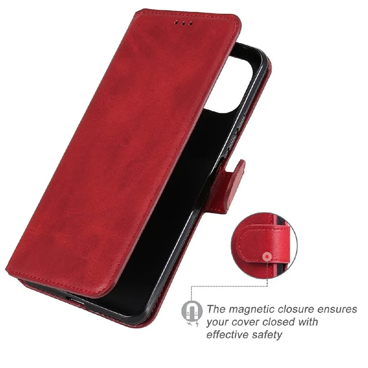 PU Leather Folio Flip Phone Stand Case Wallet Cover for Xiaomi Mi 11 Lite 4G / 5G /11 Lite 5G NE - Red