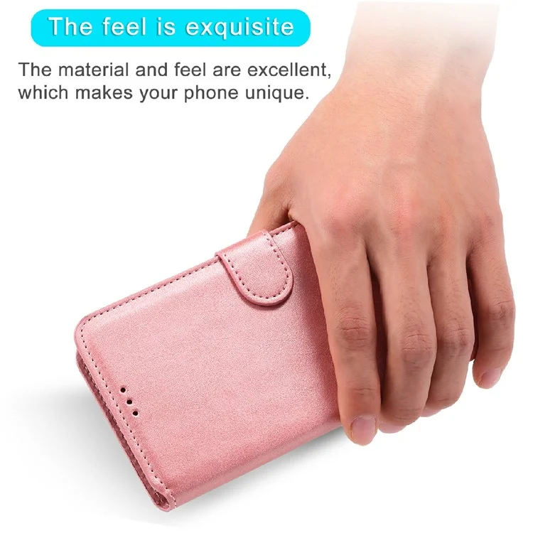 PU Leather Folio Flip Phone Stand Case Wallet Cover for Xiaomi Mi 11 Lite 4G / 5G /11 Lite 5G NE - Rose Gold