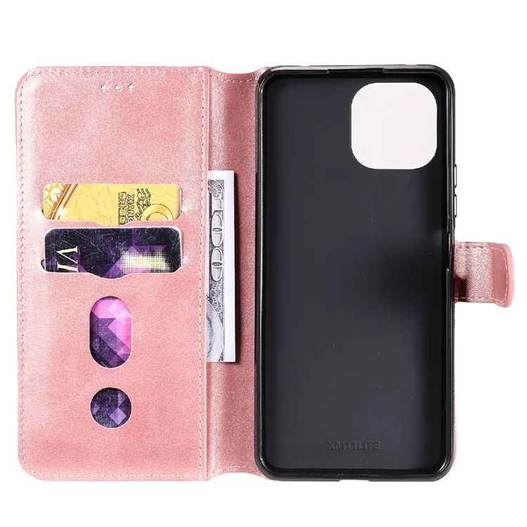 PU Leather Folio Flip Phone Stand Case Wallet Cover for Xiaomi Mi 11 Lite 4G / 5G /11 Lite 5G NE - Rose Gold