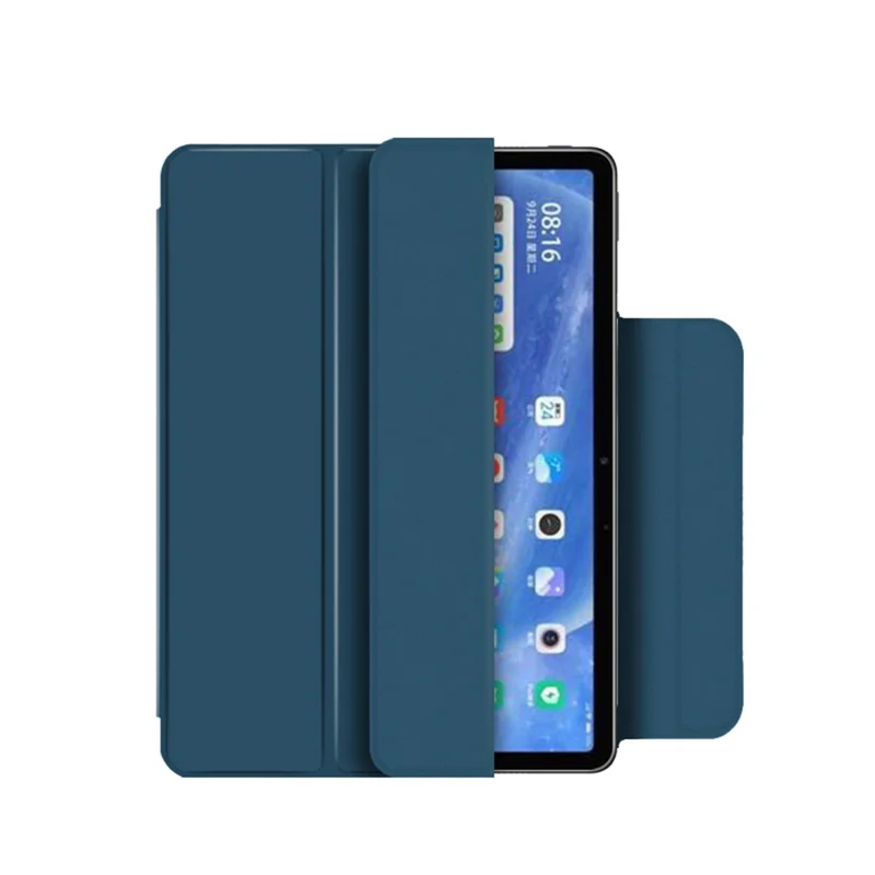 Lightweight Trifold Stand PU Leather Shell Book Cover with Magnetic Clasp for Xiaomi Pad 5 / Pad 5 Pro - Dark Blue