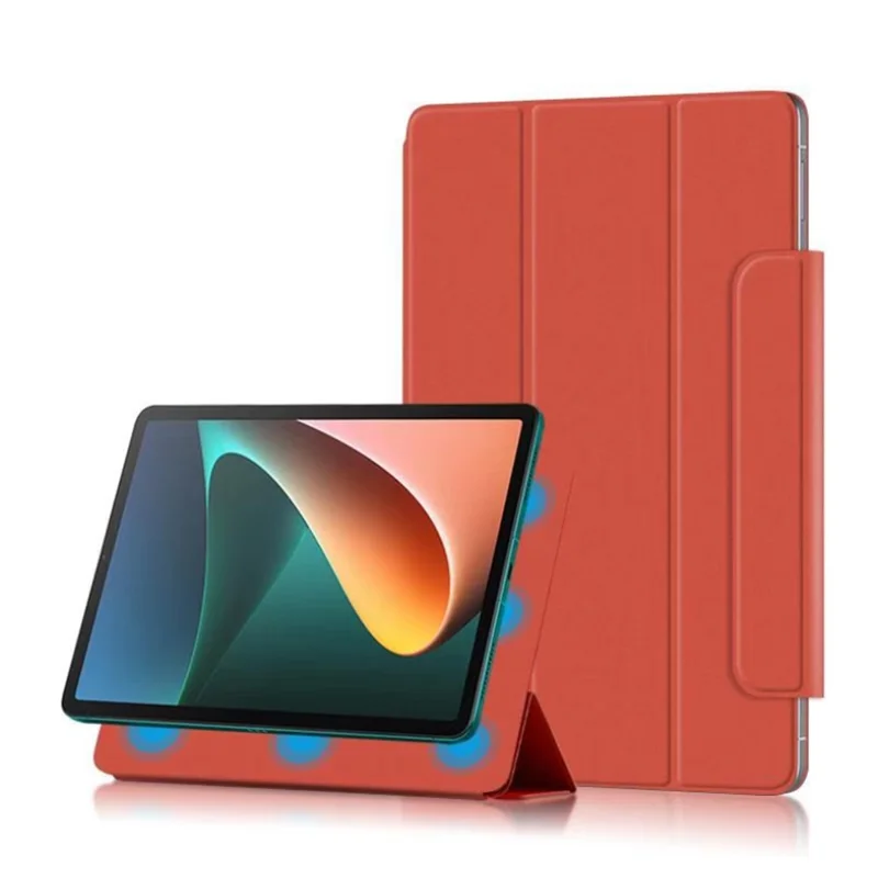 Lightweight Trifold Stand PU Leather Shell Book Cover with Magnetic Clasp for Xiaomi Pad 5 / Pad 5 Pro - Orange