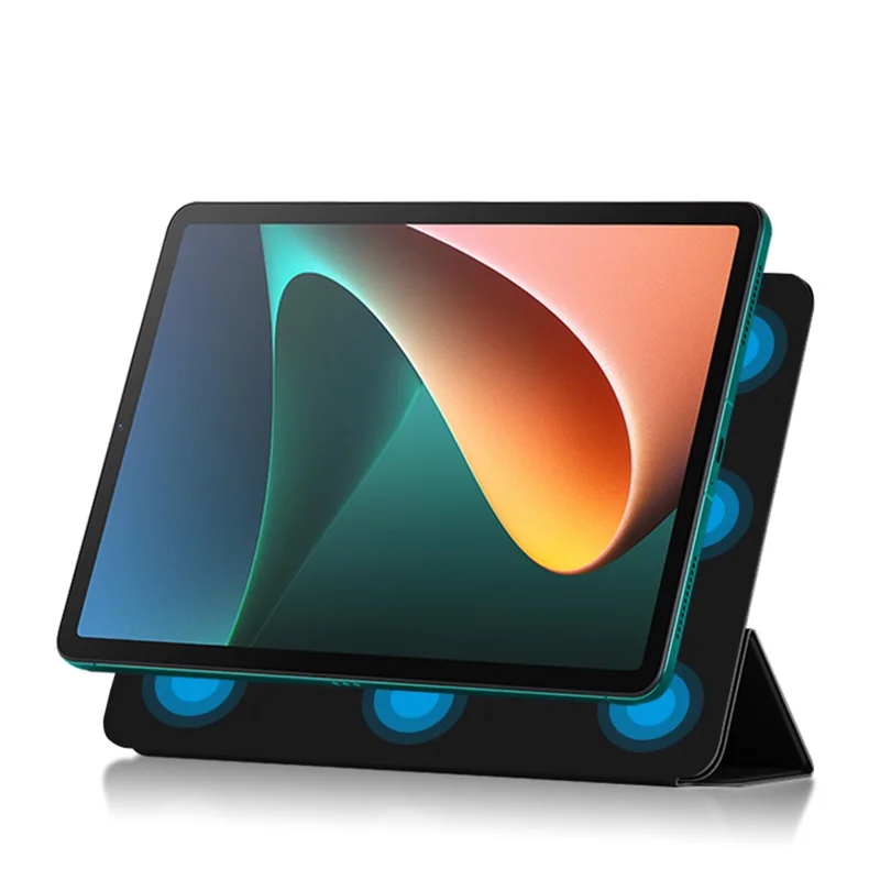 Lightweight Trifold Stand PU Leather Shell Book Cover with Magnetic Clasp for Xiaomi Pad 5 / Pad 5 Pro - Orange
