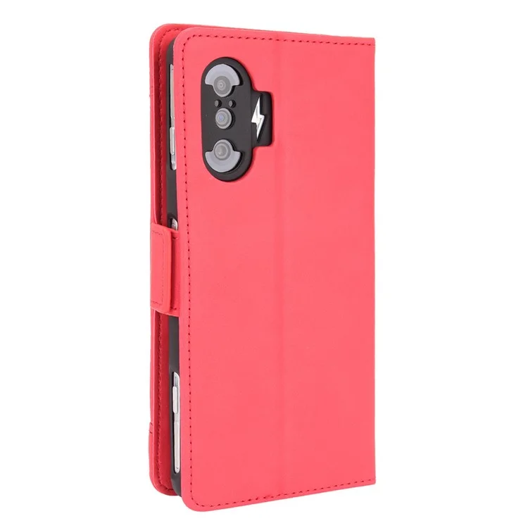 Phone Cover Wallet Design Stand Case with Multiple Card Slots for Xiaomi Poco F3 GT / Redmi K40 Gaming - Red