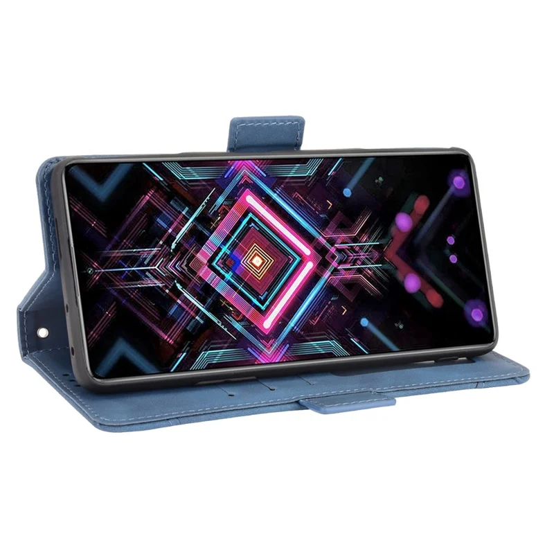 Custodia Portafoglio Design Stand con Più Slot per Carte di Credito per Xiaomi Poco F3 GT / Redmi K40 Gaming - Blu