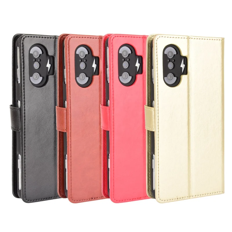 Crazy Horse Texture PU Coperchio Per Casatura Perchuratore Per Xiaomi Poco F3 GT/Redmi K40 Gaming - Oro