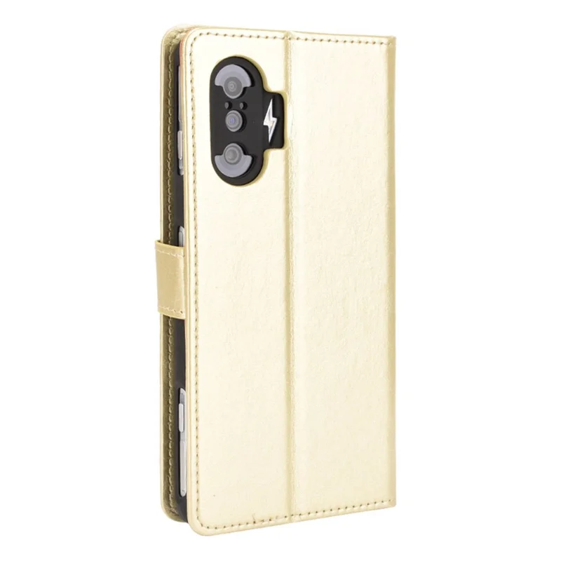 Crazy Horse Texture PU Coperchio Per Casatura Perchuratore Per Xiaomi Poco F3 GT/Redmi K40 Gaming - Oro