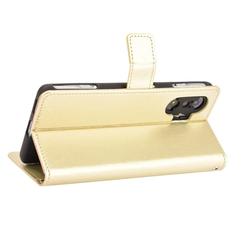 Crazy Horse Texture PU Coperchio Per Casatura Perchuratore Per Xiaomi Poco F3 GT/Redmi K40 Gaming - Oro