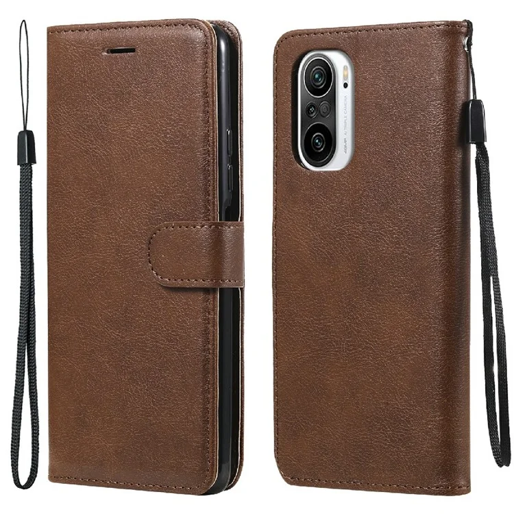 KT Leather Series-2 Carteira de Couro de Couro Capa Com Cinta Para Xiaomi Redmi K40 Pro / Redmi K40 / Poco F3 / Mi 11i - Castanho