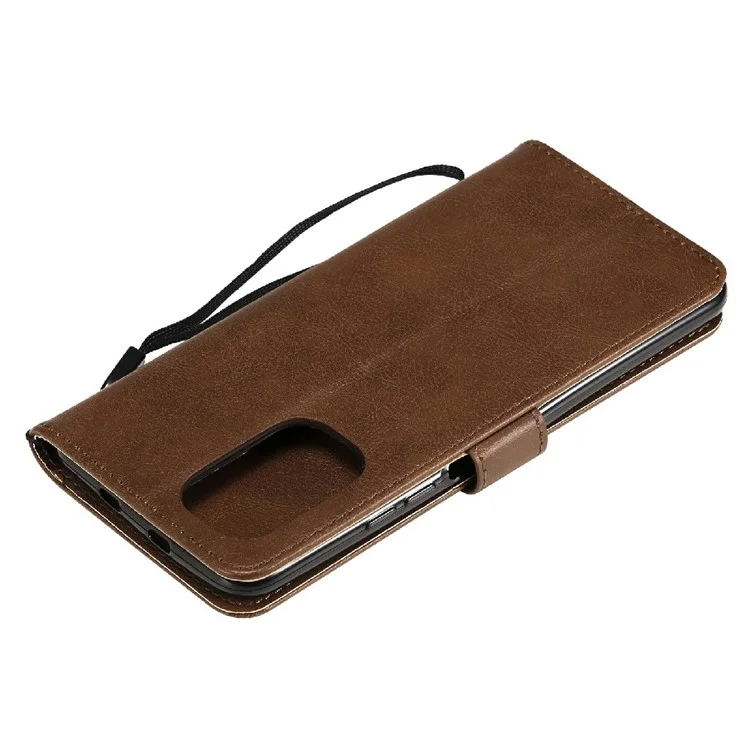 KT Leather Series-2 Carteira de Couro de Couro Capa Com Cinta Para Xiaomi Redmi K40 Pro / Redmi K40 / Poco F3 / Mi 11i - Castanho