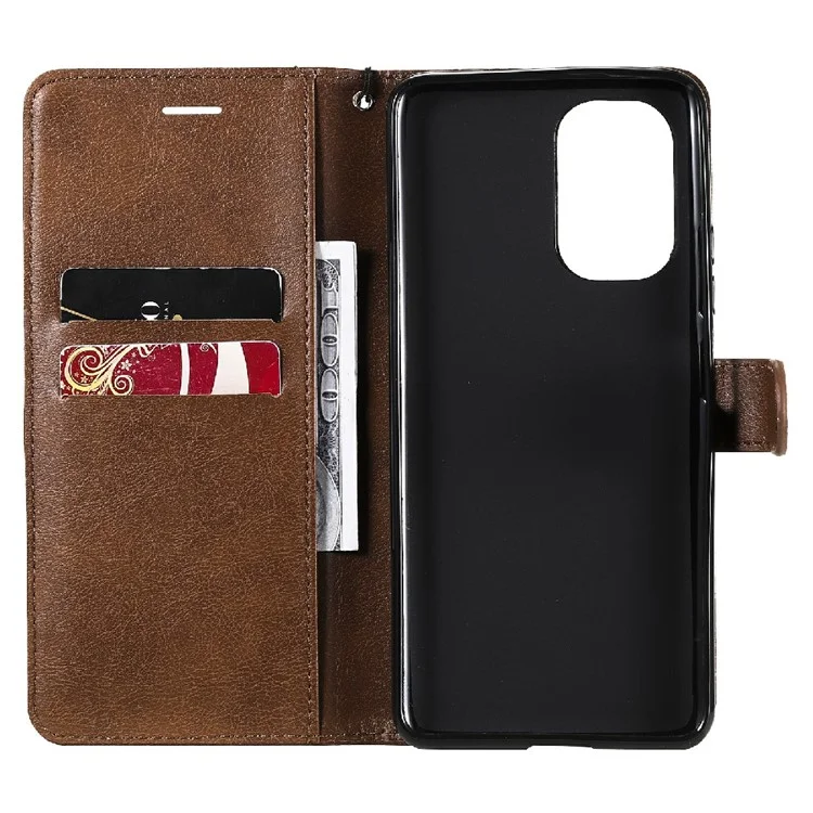 KT Leather Series-2 Carteira de Couro de Couro Capa Com Cinta Para Xiaomi Redmi K40 Pro / Redmi K40 / Poco F3 / Mi 11i - Castanho