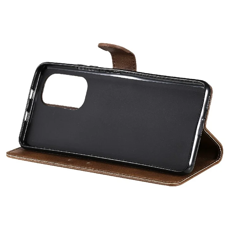 KT Leather Series-2 Carteira de Couro de Couro Capa Com Cinta Para Xiaomi Redmi K40 Pro / Redmi K40 / Poco F3 / Mi 11i - Castanho