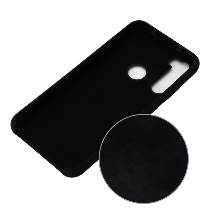 Silky-Soft Touch Liquid Silicone Cover Case with Strap for Xiaomi Redmi Note 8 2021 - Black