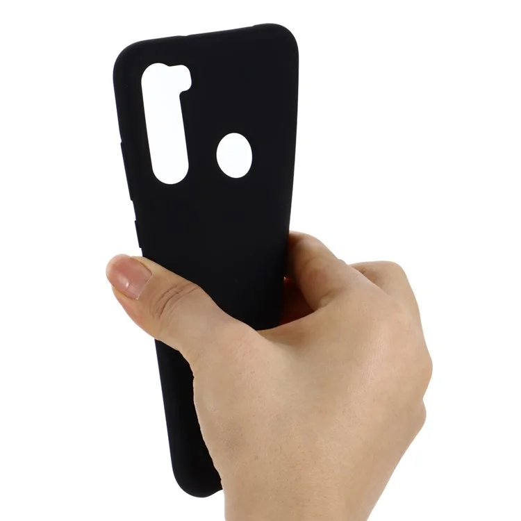 Silky-Soft Touch Liquid Silicone Cover Case with Strap for Xiaomi Redmi Note 8 2021 - Black