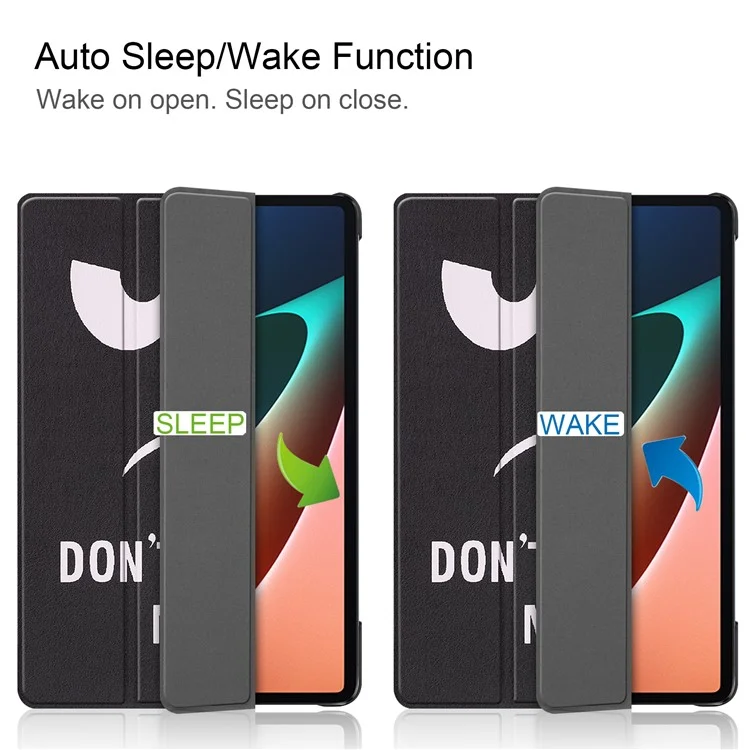 Capa de Couro PU com Impressão de Padrão para Xiaomi Pad 5/Pad 5 Pro, Capa Inteligente com Suporte Tri-Fold e Função de Sono/Despertar Automática - Don't Touch Me