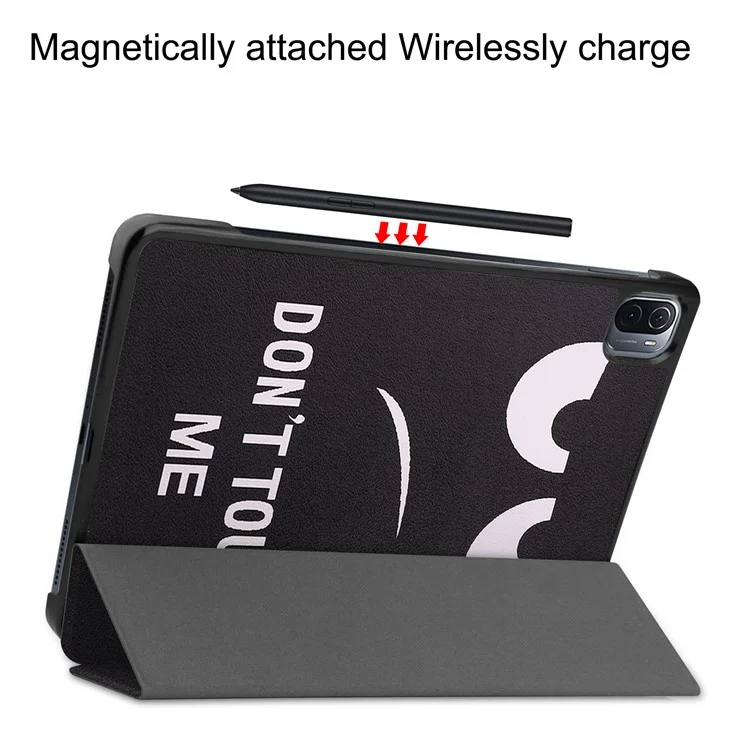 Capa de Couro PU com Impressão de Padrão para Xiaomi Pad 5/Pad 5 Pro, Capa Inteligente com Suporte Tri-Fold e Função de Sono/Despertar Automática - Don't Touch Me