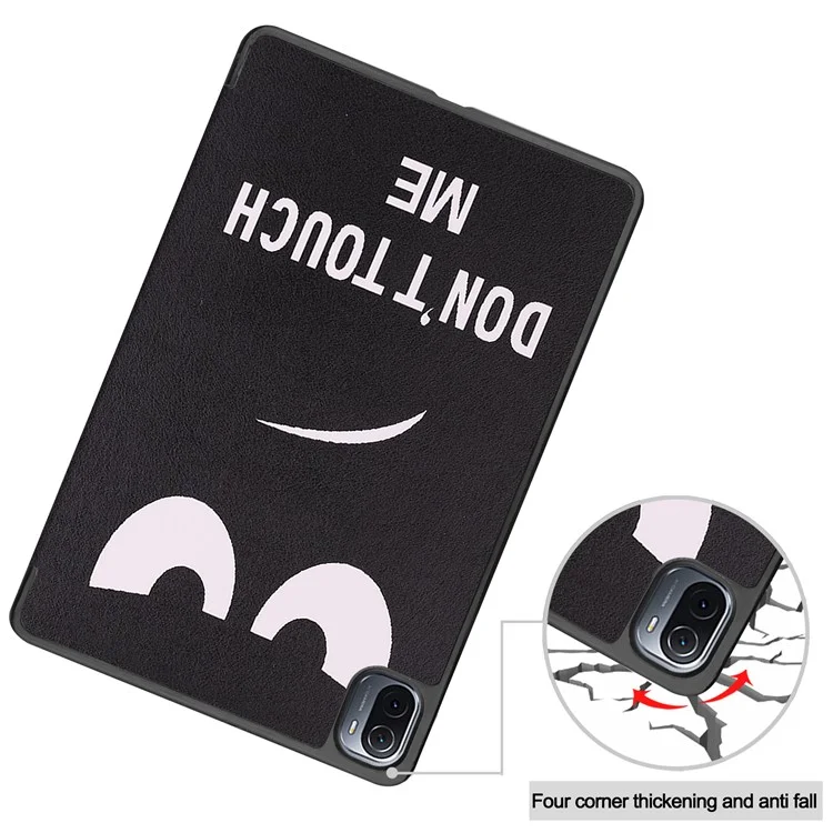 Capa de Couro PU com Impressão de Padrão para Xiaomi Pad 5/Pad 5 Pro, Capa Inteligente com Suporte Tri-Fold e Função de Sono/Despertar Automática - Don't Touch Me