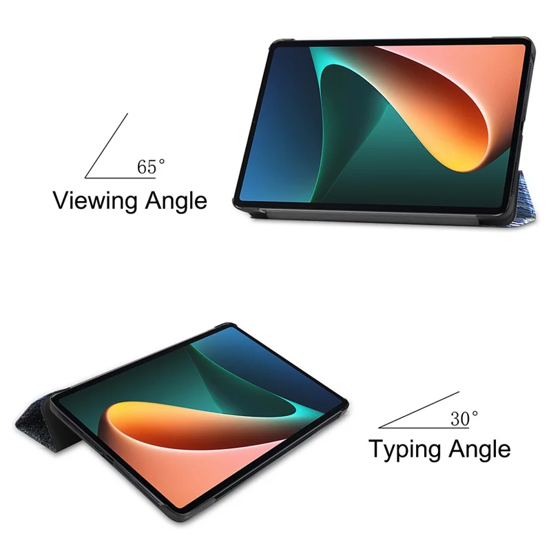 Capa de Couro PU com Impressão de Padrão para Xiaomi Pad 5/Pad 5 Pro, Capa Inteligente com Suporte Tri-Fold e Função de Suspensão/Reativação Automática - Céu Estrelado