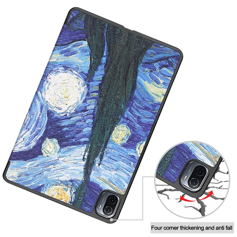 Pattern Printing PU Leather Case for Xiaomi Pad 5/Pad 5 Pro, Tri-Fold Stand Smart Cover with Auto Sleep / Wake - Starry Sky