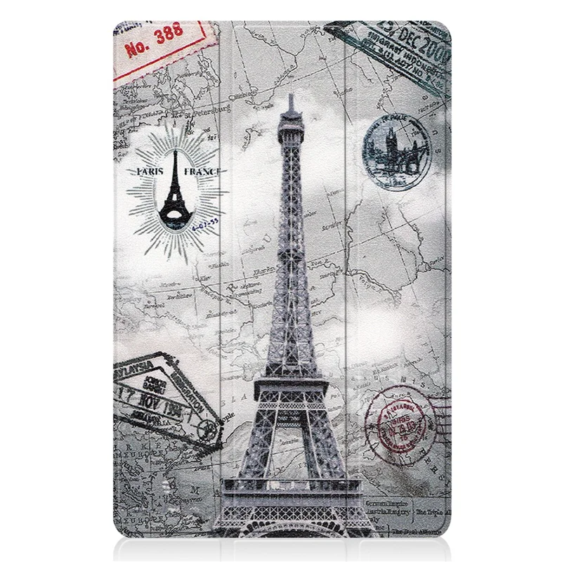 Pattern Printing PU Leather Case for Xiaomi Pad 5/Pad 5 Pro, Tri-Fold Stand Smart Cover with Auto Sleep / Wake - Eiffel Tower and Map