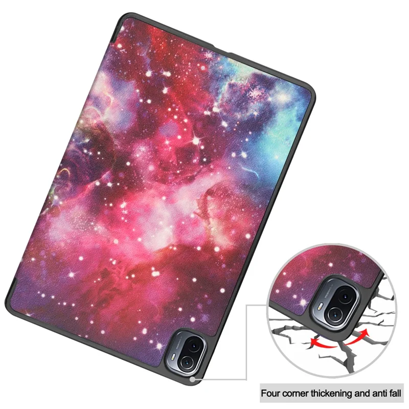 Pattern Printing PU Leather Case for Xiaomi Pad 5/Pad 5 Pro, Tri-Fold Stand Smart Cover with Auto Sleep / Wake - Nebula