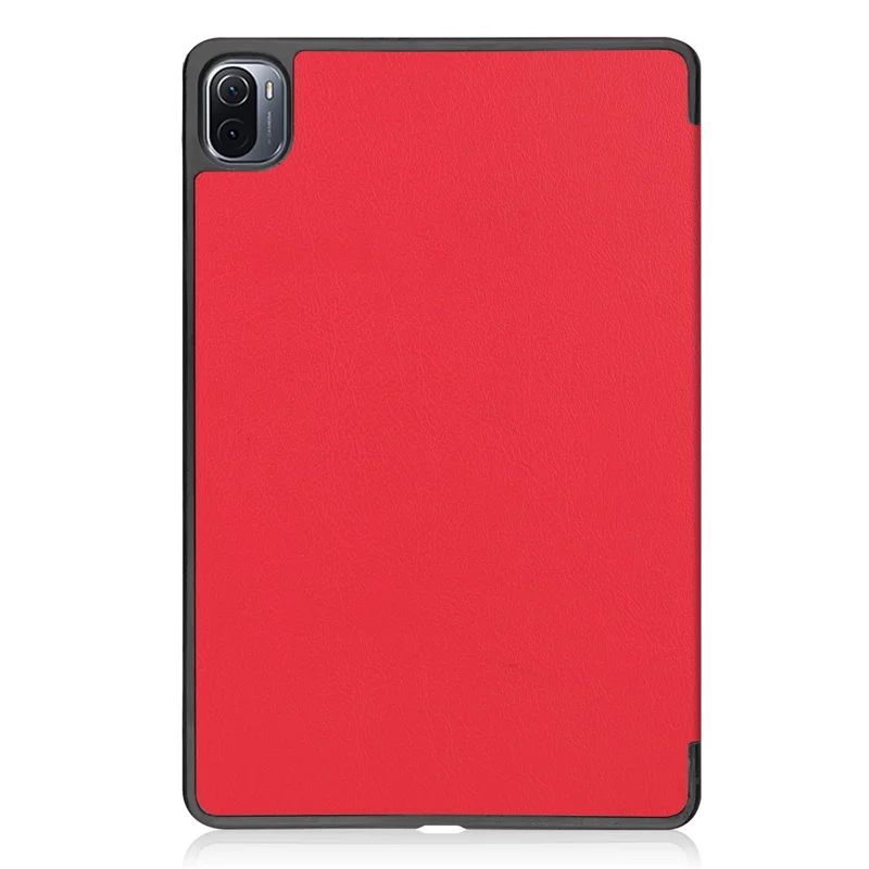 Capa Tri-fold de Couro PU Antirriscos e à Prova de Choques para Xiaomi Pad 5/Pad 5 Pro - Vermelho