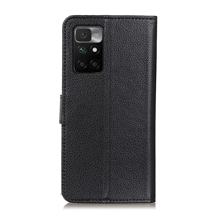 Carteira de Couro Magnética com Textura de Lichia e Proteção Total para Xiaomi Redmi Note 11 4G (MediaTek)/Redmi 10 4G/Redmi 10 2022 4G/10 Prime - Preta