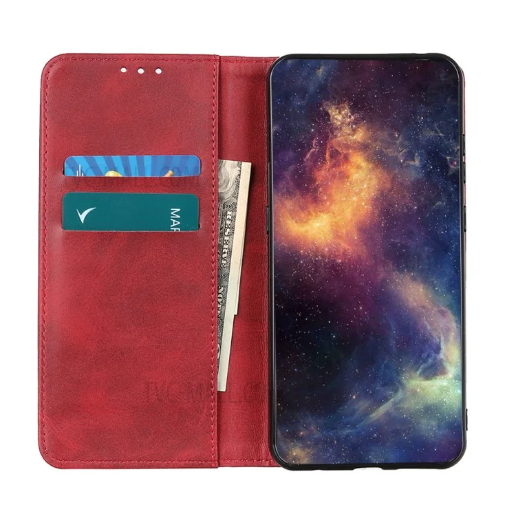 Aufgespaltenes Leder-Auto-absorbiertes Wallet-Stand-Schalen-Handyhülle für Xiaomi Redmi Note 11 4G (MediaTek)/Redmi 10 4G/Redmi 10 2022 4G/10 Prime - Rot