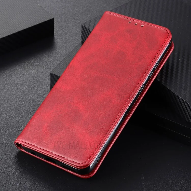 Aufgespaltenes Leder-Auto-absorbiertes Wallet-Stand-Schalen-Handyhülle für Xiaomi Redmi Note 11 4G (MediaTek)/Redmi 10 4G/Redmi 10 2022 4G/10 Prime - Rot