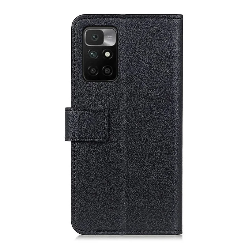 PU Leather Cover Wallet Stand Case Phone Protector for Xiaomi Redmi Note 11 4G (MediaTek)/Redmi 10 4G/Redmi 10 2022 4G/10 Prime - Black