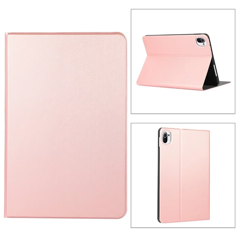 For Xiaomi Pad 5 / Pad 5 Pro Anti-Scratch PU Leather Protective Stand Folio Case Cover - Rose Gold