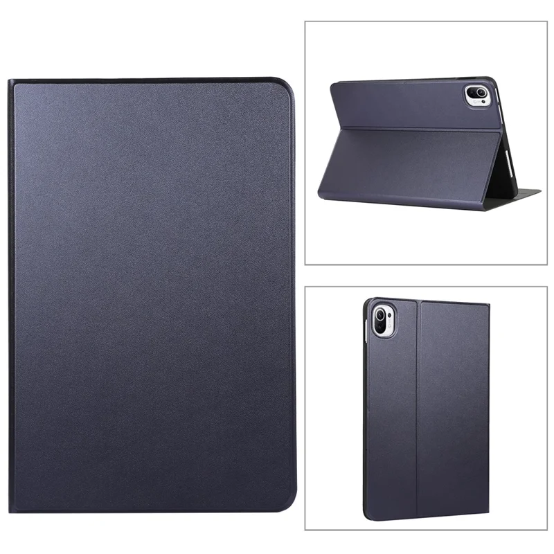 For Xiaomi Pad 5 / Pad 5 Pro Anti-Scratch PU Leather Protective Stand Folio Case Cover - Dark Blue