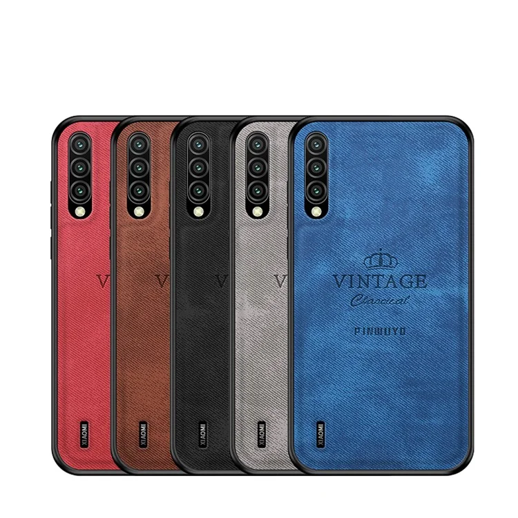 Pinwuyo Honwable Series Anti-Drop Leve Couro Slim Revestido PC + TPU Combo Caso Para Xiaomi MI CC9 / CC9 MEITU Edition / 9 Lite - Preto