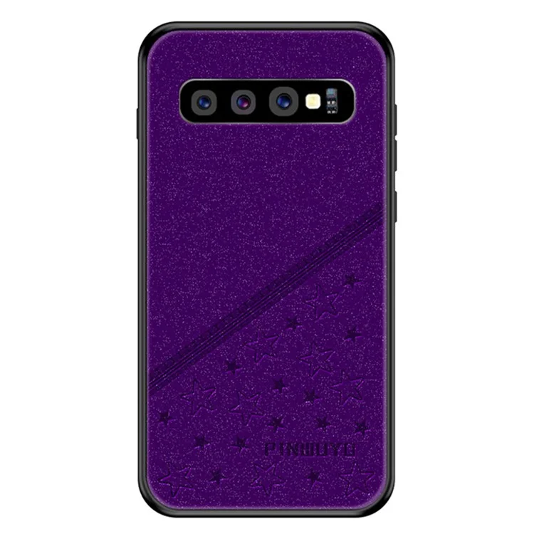 PINWUYO Soft Edge Matte Surface Hybrid Phone Cover Shell Rivestito con Stampa in Pelle PU per Samsung Galaxy S10 Plus - Viola