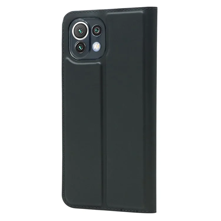 Étui de Téléphone de Conception Magnétique en Cuir PU Avec Support de Carte Pour Xiaomi Mi 11 Lite 4g / 5G / 11 Lite 5G NE - le Noir