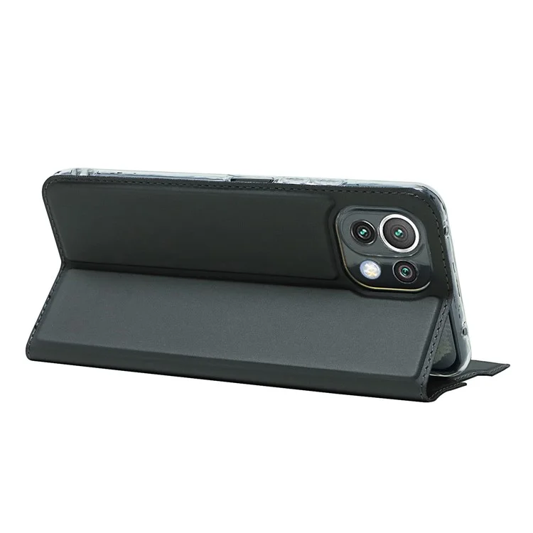 Étui de Téléphone de Conception Magnétique en Cuir PU Avec Support de Carte Pour Xiaomi Mi 11 Lite 4g / 5G / 11 Lite 5G NE - le Noir