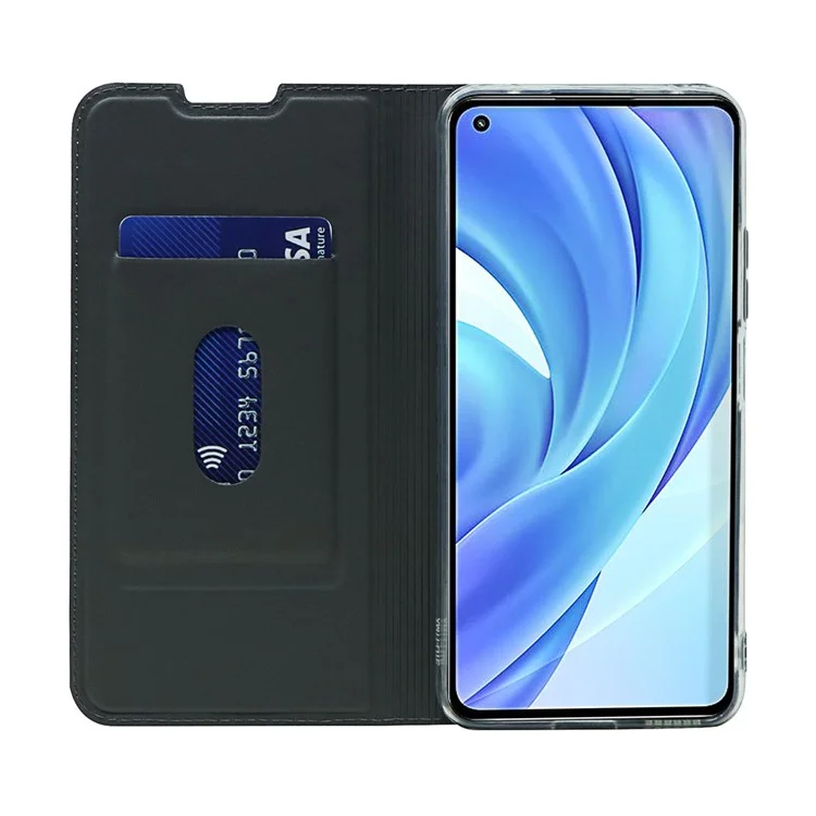 Étui de Téléphone de Conception Magnétique en Cuir PU Avec Support de Carte Pour Xiaomi Mi 11 Lite 4g / 5G / 11 Lite 5G NE - le Noir