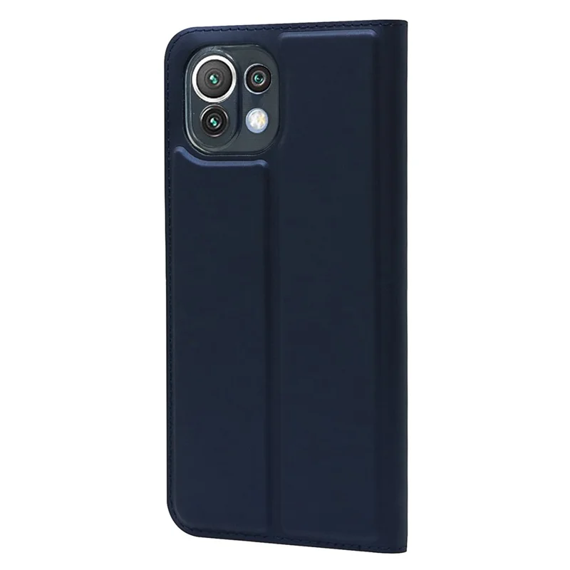 PU Leather Magnetic Design Phone Case with Card Holder for Xiaomi Mi 11 Lite 4G/5G / 11 Lite 5G NE - Blue