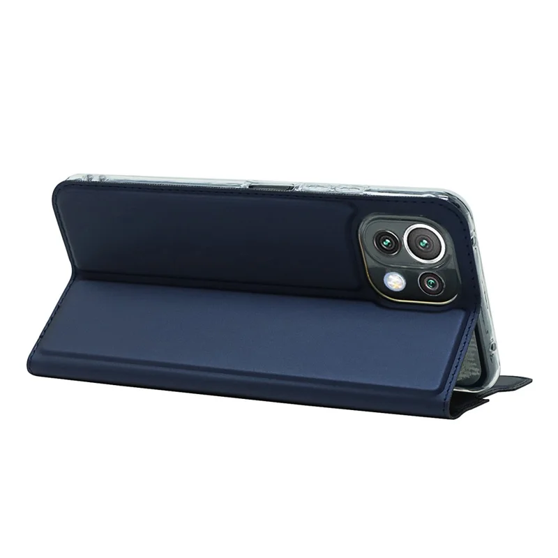 PU Leather Magnetic Design Phone Case with Card Holder for Xiaomi Mi 11 Lite 4G/5G / 11 Lite 5G NE - Blue