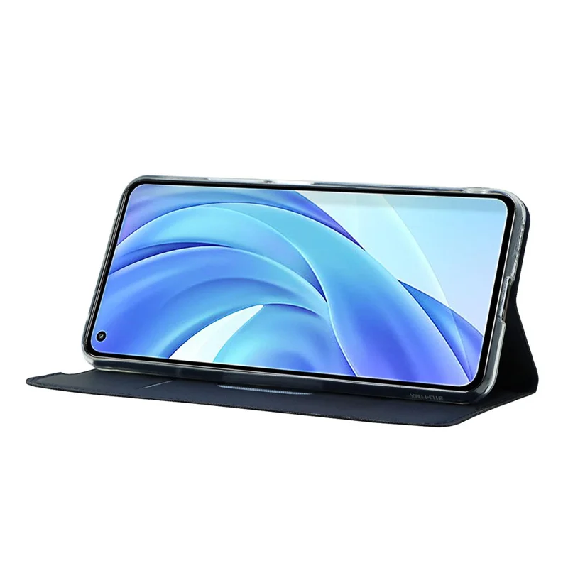 PU Leather Magnetic Design Phone Case with Card Holder for Xiaomi Mi 11 Lite 4G/5G / 11 Lite 5G NE - Blue