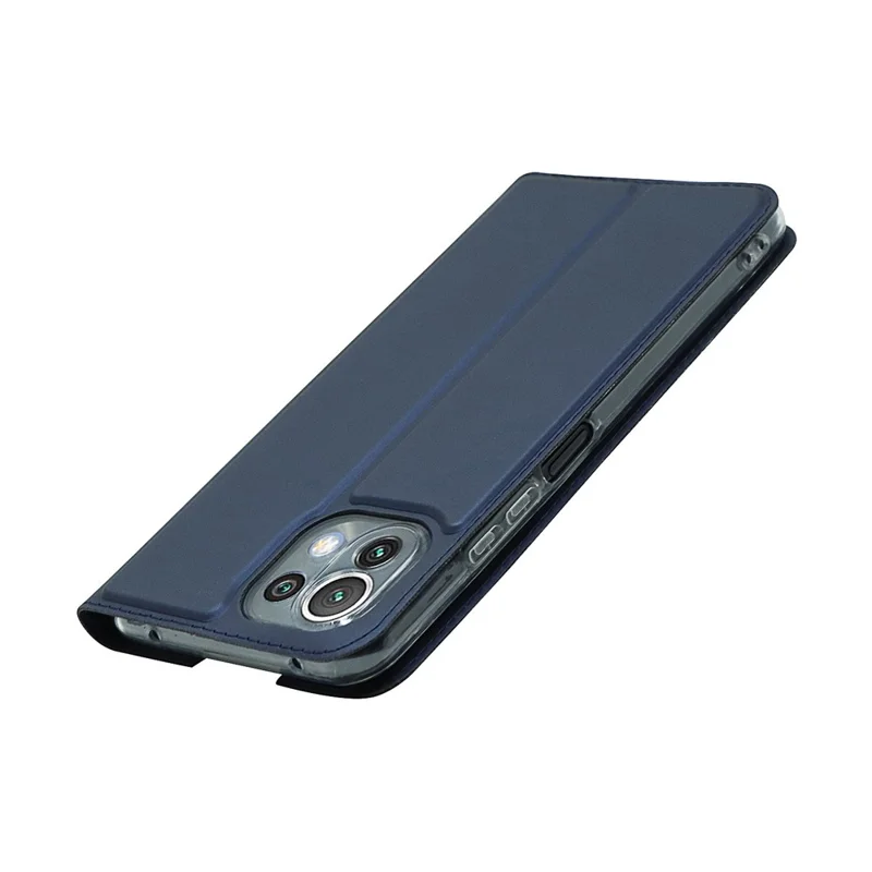 PU Leather Magnetic Design Phone Case with Card Holder for Xiaomi Mi 11 Lite 4G/5G / 11 Lite 5G NE - Blue