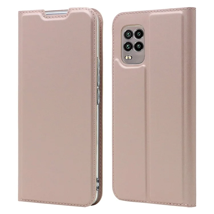 PU Leather Card Holder Magnetic Phone Case Stand Cover for Xiaomi Mi 10 Lite 5G - Rose Gold