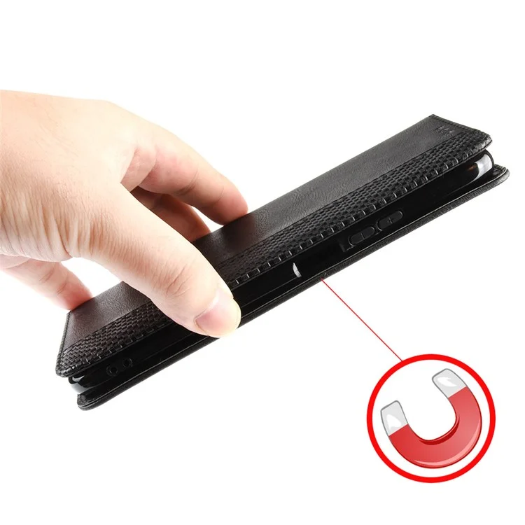 Étui portefeuille magnétique en cuir vintage pour téléphone avec support pour Xiaomi Redmi 10 4G (2021)/10 Prime/10 2022 4G/Note 11 4G (MediaTek) - Noir