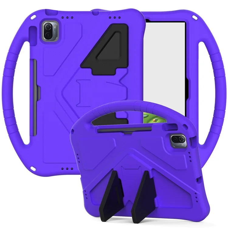 Lightweight Convertible Handle Kickstand Kids Friendly EVA Protective Cover for Xiaomi Pad 5/ Pad 5 Pro - Purple