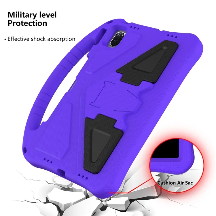 Lightweight Convertible Handle Kickstand Kids Friendly EVA Protective Cover for Xiaomi Pad 5/ Pad 5 Pro - Purple