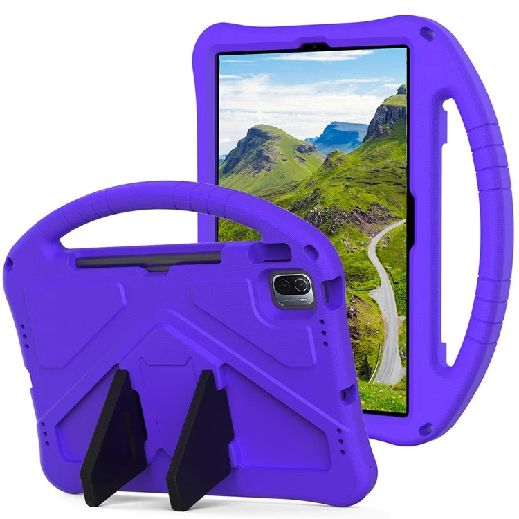 Lightweight Convertible Handle Kickstand Kids Friendly EVA Protective Cover for Xiaomi Pad 5/ Pad 5 Pro - Purple