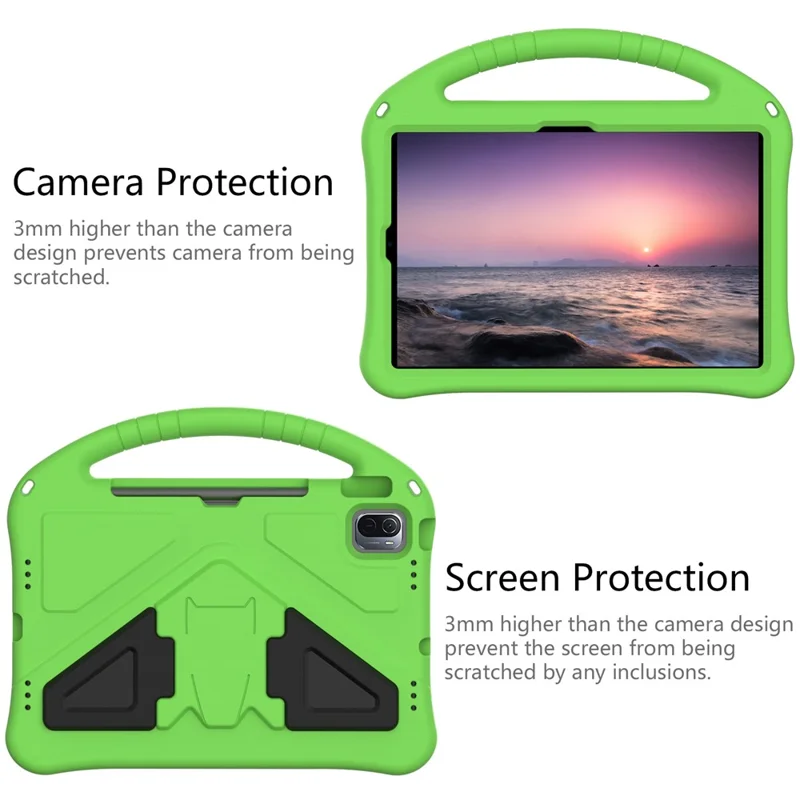 Capa Protetora Conversível Leve com Suporte para Crianças, Feita de EVA Resistente, para Xiaomi Pad 5/ Pad 5 Pro - Verde