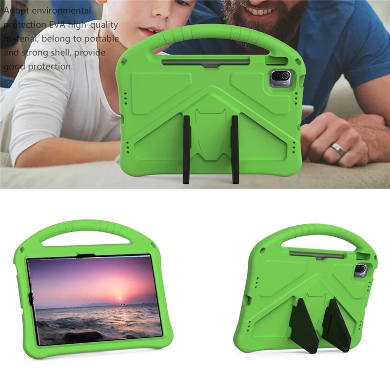 Capa Protetora Conversível Leve com Suporte para Crianças, Feita de EVA Resistente, para Xiaomi Pad 5/ Pad 5 Pro - Verde