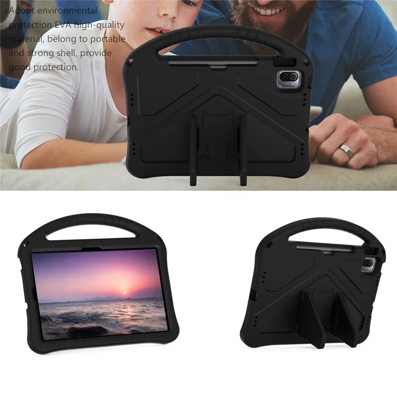 Lightweight Convertible Handle Kickstand Kids Friendly EVA Protective Cover for Xiaomi Pad 5/ Pad 5 Pro - Black
